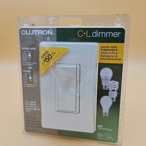 LUTRON CL DIMMER LIGHT ALMOND SINGLE POLE OR 3-WAY DVWCL-153PH-LA NEW & SEALED